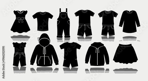 Black clothes silhouettes for kids and babies