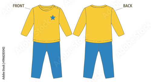 Yellow and blue children s pajamas with star design