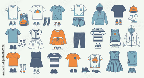 Collection of baby clothes and accessories