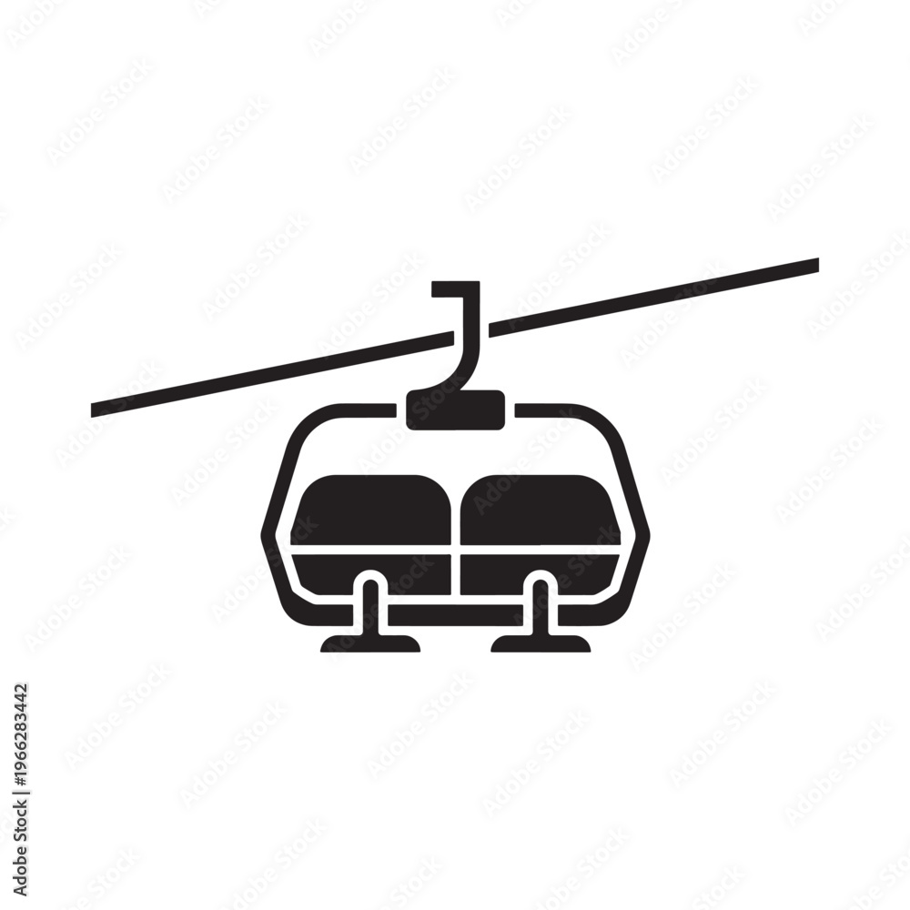 Fototapeta premium Simple black and white illustration of a ski lift gondola cabin