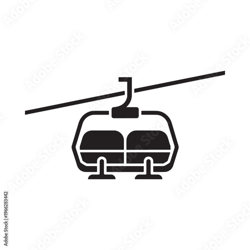 Simple black and white illustration of a ski lift gondola cabin