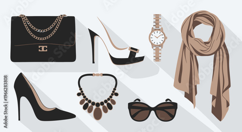 Fashion accessories on a white background stylish woman s essentials