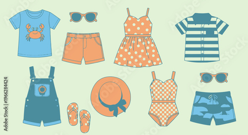 Summer Kids Clothing and Accessories Flat Lay