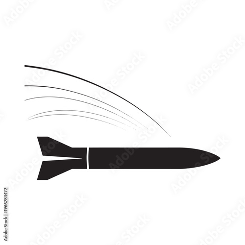 A sleek black missile in flight leaving a trail of vapor behind