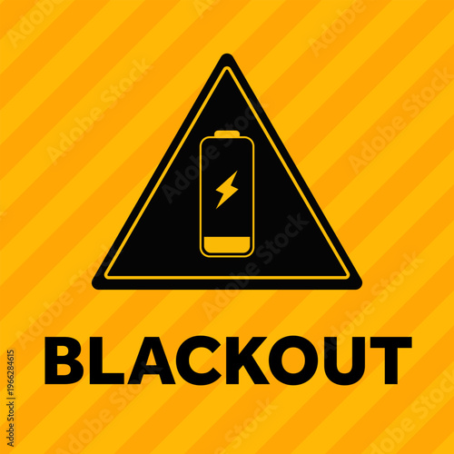 Blackout Warning Sign Battery Low Power Alert Electricity Outage Symbol Design