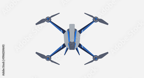 Drone with blue and gray propellers.