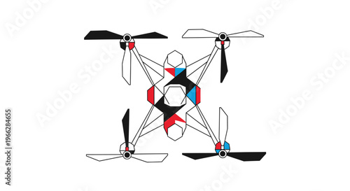 Drone with multiple propellers and motors.