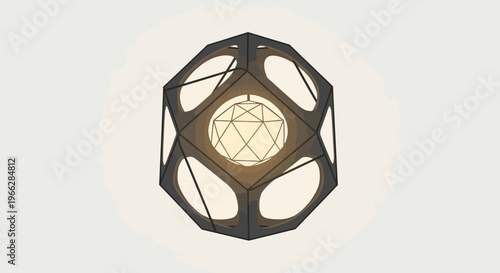 Metallic Geometric Light Fixture Closeup.
