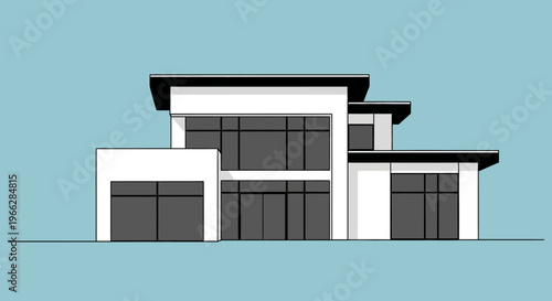 Modern house with flat roof design.
