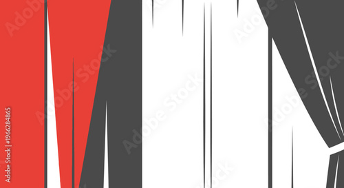 Red and gray abstract shapes.