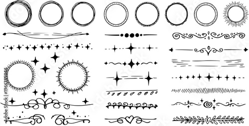 Hand-Drawn Decorative Design Elements: Doodle Dividers, Borders, and Ornaments - Perfect for Bullet Journals  Creative Projects