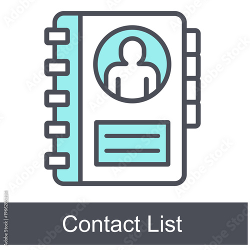 Contact List Blue Vector Icon On White Background 

