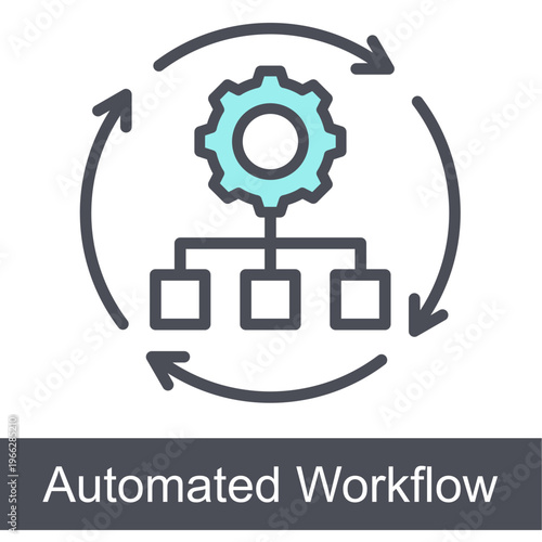 Automated Workflow Blue Vector Icon On White Background 
