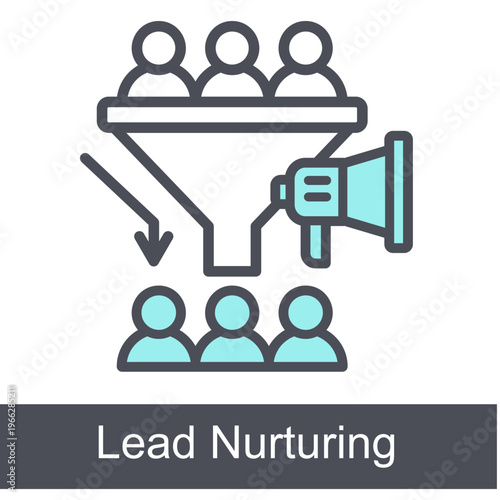 Lead Nurturing Blue Vector Icon On White Background 
