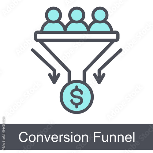 Conversion Funnel Blue Vector Icon On White Background 
