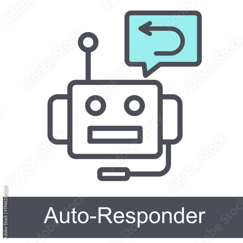 Auto-Responder Blue Vector Icon On White Background 
