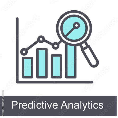 Predictive Analytics Blue Vector Icon On White Background 
