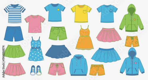Colorful Kids Clothing Illustration for Children Fashion