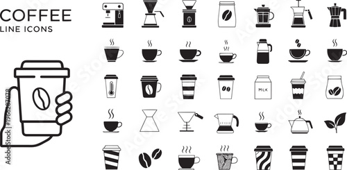 Coffee set with coffee making equipment and cups coffee maker