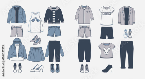 Blue and grey clothing and shoes for women outfit ideas and fashion elements