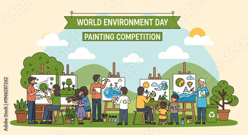 Children Participating in Art Competition.