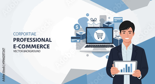 E-commerce, business, professional, corporate vector background, shopping, online store, marketing, commerce