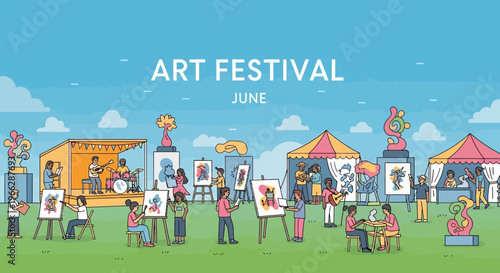 People enjoying art festival outdoors 1.