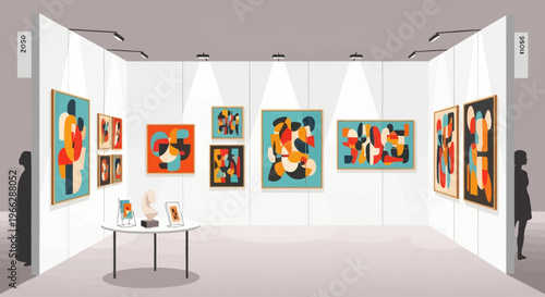 People viewing art in a gallery.