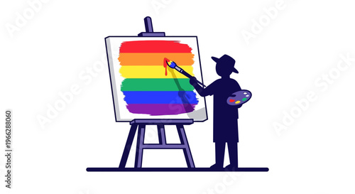 Person painting on an easel.