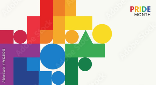 Pride Month colorful geometric shapes design.