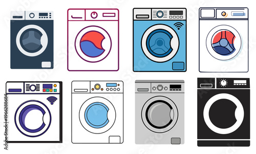 Front Load Washing Machine and Laundry Appliance Icons