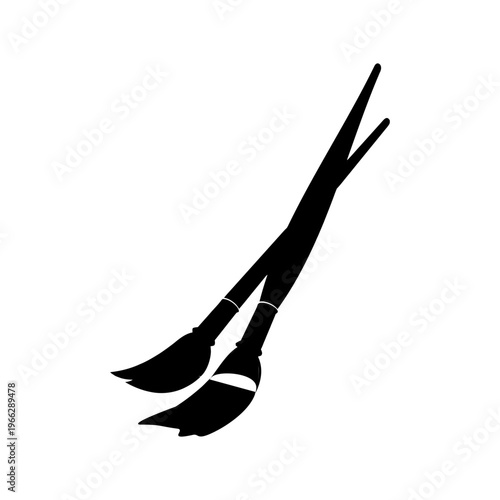 Black silhouette of woman legs in shoes as a Japanese kanji calligraphy symbol for yoga fitness and sport business design illustration