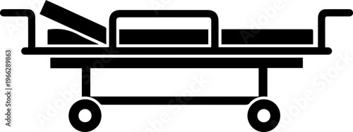 Sleek medical gurney illustration for emergency rooms and healthcare facilities, an essential element for modern hospital and clinic designs