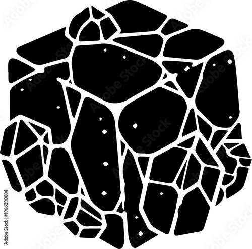 Abstract geometric black cube with white accents for modern designs and innovative branding projects requiring a touch of understated elegance