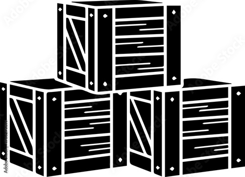 Stack of wooden crates illustration perfect for shipping logistics branding or storage themes with a clean minimalist look and feel for modern designs