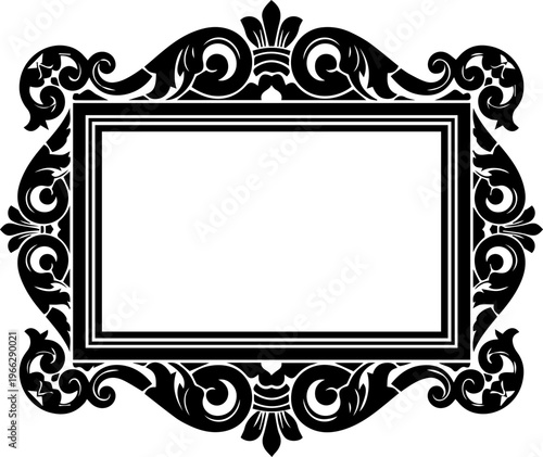 Stunning ornate frame with vintage flair offers elegant border for photos or text perfect for invitations and announcements