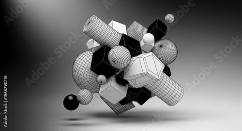 Metallic molecular structure model.