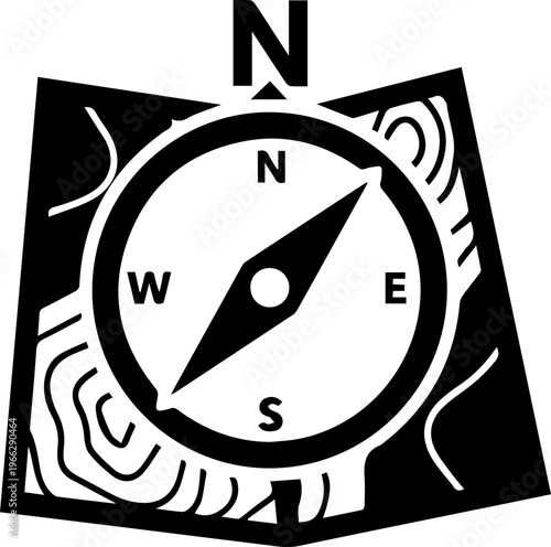 Discover your next adventure with this stylish compass and map graphic, symbolizing direction and exploration