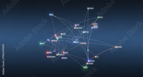 Network connections and data flow.