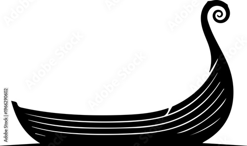 Elegant Viking longship silhouette symbolizing exploration, adventure, and historical journeys across the sea