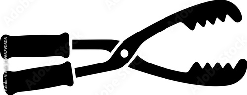 Bold black silhouette of heavy duty pliers with serrated jaws, ready for industrial tasks