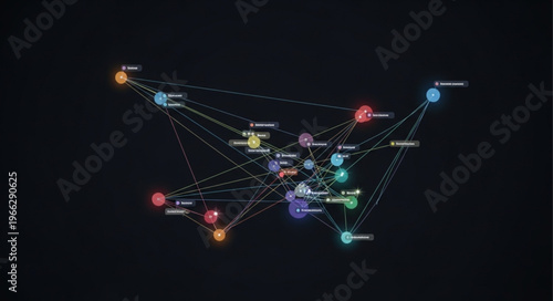 Network connections and nodes.