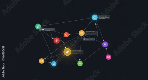 Network connections and nodes.