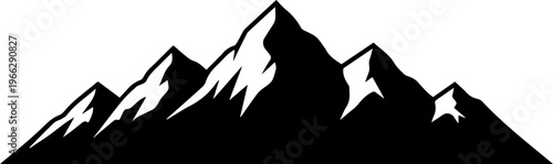 Majestic mountain peaks bathed in radiant sunrise light, symbolizing achievement and new beginnings in a bold graphic style