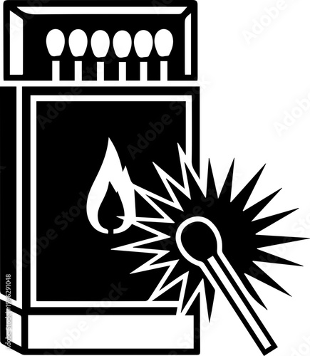 Ignite inspiration with this dynamic matchbox and flame icon, perfect for sparking ideas and creativity in your projects