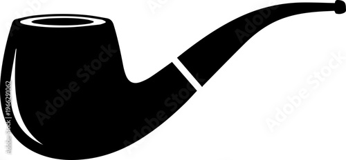 Classic black pipe silhouette ideal for vintage themes, tobacco branding, or sophisticated lifestyle concepts