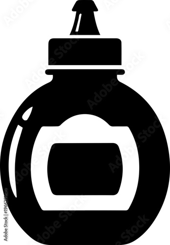 Sleek black bottle silhouette with a clean white label area, perfect for modern product branding and design concepts.