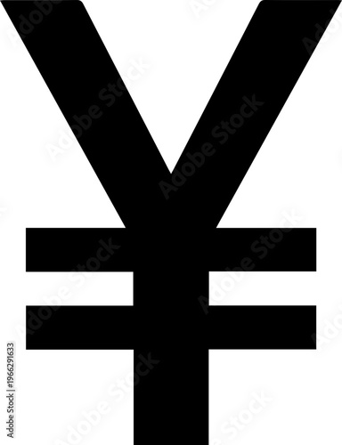 Bold black yen symbol stands out on a clean white background representing financial strength and global currency