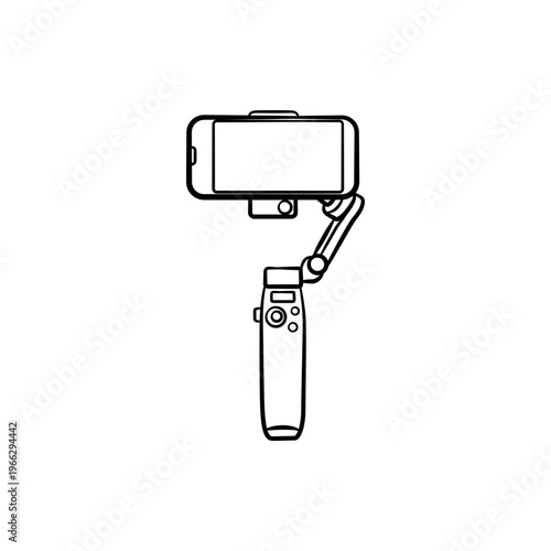 Handheld Smartphone Gimbal Stabilizer Line Art Outline