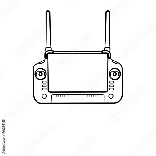 Drone Remote Control with Screen Line Art Illustration